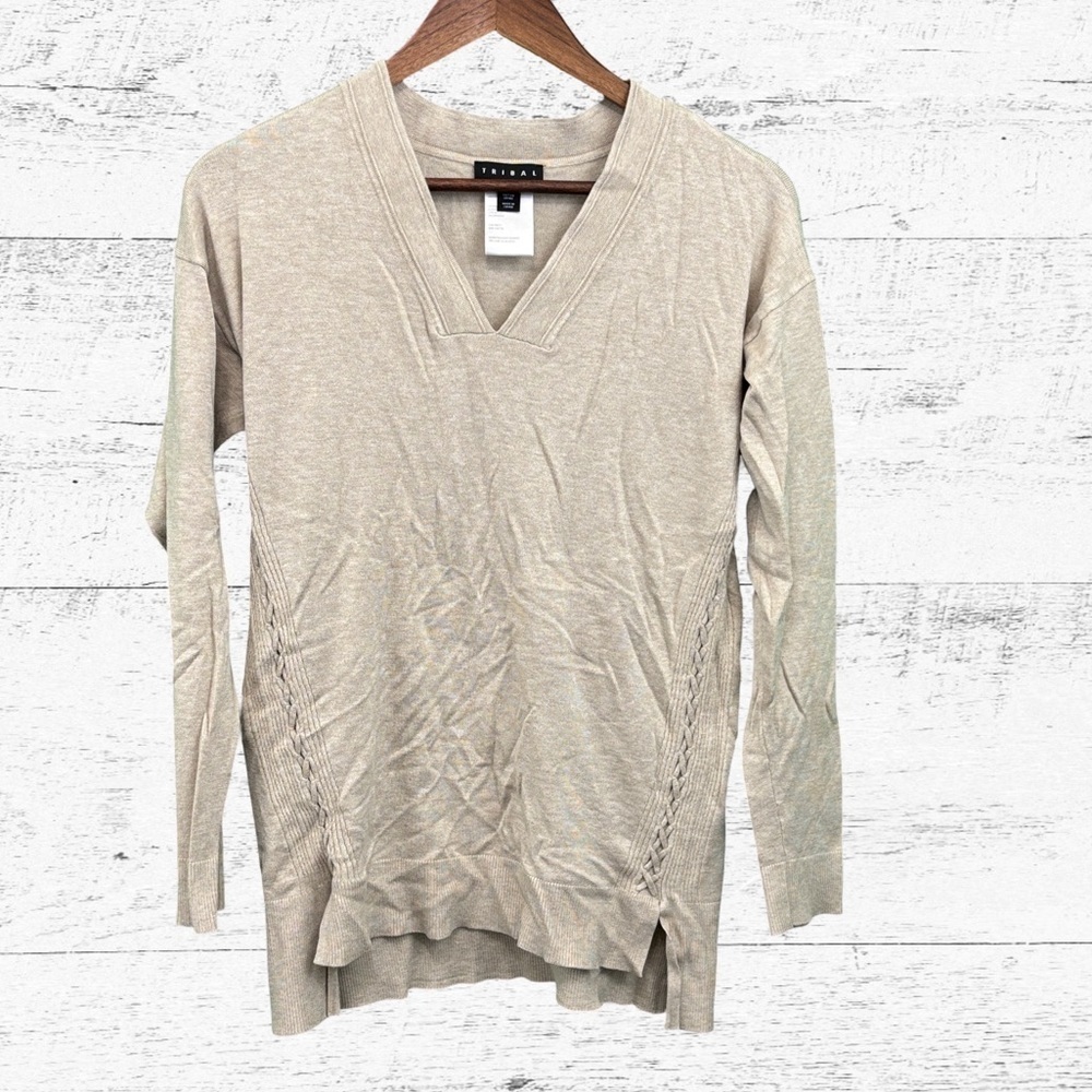 Tribal Women's V-Neck Sweater - Cream
